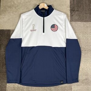 FIFA World Cup USA 1/4 Zip Jacket Men's Small Qatar 2022 Soccer Football White